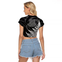 New Zealand Black Fern 7s Raglan Cropped T Shirt History World Cup Sevens LT9 - Polynesian Pride