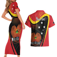 Personalised Papua Niugini Tok Pisin Wik Couples Matching Short Sleeve Bodycon Dress and Hawaiian Shirt LT9 - Polynesian Pride