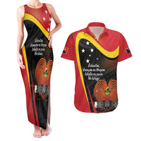 Personalised Papua Niugini Tok Pisin Wik Couples Matching Tank Maxi Dress and Hawaiian Shirt LT9 Red - Polynesian Pride