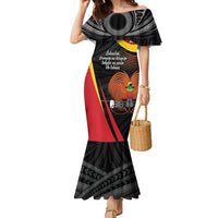 Personalised Papua Niugini Tok Pisin Wik Family Matching Mermaid Dress and Hawaiian Shirt LT9 Mom's Dress Red - Polynesian Pride