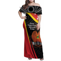 Personalised Papua Niugini Tok Pisin Wik Family Matching Off Shoulder Maxi Dress and Hawaiian Shirt LT9 Mom's Dress Red - Polynesian Pride