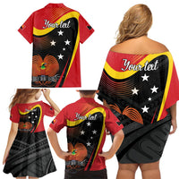 Personalised Papua Niugini Tok Pisin Wik Family Matching Off Shoulder Short Dress and Hawaiian Shirt LT9 - Polynesian Pride