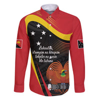 Personalised Papua Niugini Tok Pisin Wik Family Matching Off Shoulder Short Dress and Hawaiian Shirt LT9 Dad's Shirt - Long Sleeve Red - Polynesian Pride