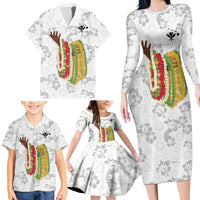 Hawaii Lei Kamehameha Family Matching Long Sleeve Bodycon Dress and Hawaiian Shirt Ke'oke'o Seamless Pattern Hibiscus Flower LT9 - Polynesian Pride