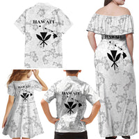 Hawaii Lei Kamehameha Family Matching Off Shoulder Maxi Dress and Hawaiian Shirt Ke'oke'o Seamless Pattern Hibiscus Flower LT9 - Polynesian Pride