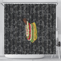 Hawaii Lei Kamehameha Shower Curtain Ele'ele Seamless Pattern Hibiscus Flower