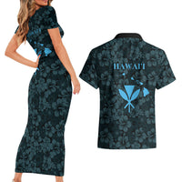 Hawaii Lei Kamehameha Couples Matching Short Sleeve Bodycon Dress and Hawaiian Shirt Uliuli Seamless Pattern Hibiscus Flower LT9 - Polynesian Pride