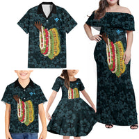 Hawaii Lei Kamehameha Family Matching Off Shoulder Maxi Dress and Hawaiian Shirt Uliuli Seamless Pattern Hibiscus Flower LT9 - Polynesian Pride