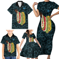 Hawaii Lei Kamehameha Family Matching Short Sleeve Bodycon Dress and Hawaiian Shirt Uliuli Seamless Pattern Hibiscus Flower LT9 - Polynesian Pride
