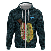 Hawaii Lei Kamehameha Zip Hoodie Uliuli Seamless Pattern Hibiscus Flower