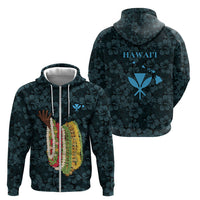 Hawaii Lei Kamehameha Zip Hoodie Uliuli Seamless Pattern Hibiscus Flower