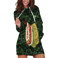 Hawaii Lei Kamehameha Hoodie Dress Oma'oma'o Seamless Pattern Hibiscus Flower