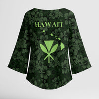 Hawaii Lei Kamehameha Kimono Sleeve Blouse Oma'oma'o Seamless Pattern Hibiscus Flower