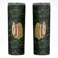 Hawaii Lei Kamehameha Skinny Tumbler Oma'oma'o Seamless Pattern Hibiscus Flower