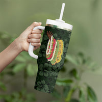Hawaii Lei Kamehameha Tumbler With Handle Oma'oma'o Seamless Pattern Hibiscus Flower