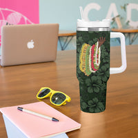 Hawaii Lei Kamehameha Tumbler With Handle Oma'oma'o Seamless Pattern Hibiscus Flower
