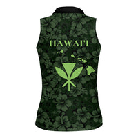 Hawaii Lei Kamehameha Women Sleeveless Polo Shirt Oma'oma'o Seamless Pattern Hibiscus Flower LT9 - Polynesian Pride