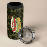 Hawaii Lei Kamehameha 4 in 1 Can Cooler Tumbler Melemele Seamless Pattern Hibiscus Flower