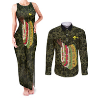 Hawaii Lei Kamehameha Couples Matching Tank Maxi Dress and Long Sleeve Button Shirt Melemele Seamless Pattern Hibiscus Flower LT9 Yellow - Polynesian Pride