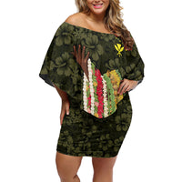 Hawaii Lei Kamehameha Family Matching Off Shoulder Short Dress and Hawaiian Shirt Melemele Seamless Pattern Hibiscus Flower LT9 Mom's Dress Yellow - Polynesian Pride