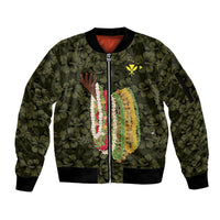 Hawaii Lei Kamehameha Sleeve Zip Bomber Jacket Melemele Seamless Pattern Hibiscus Flower