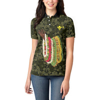 Hawaii Lei Kamehameha Women Polo Shirt Melemele Seamless Pattern Hibiscus Flower