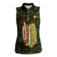 Hawaii Lei Kamehameha Women Sleeveless Polo Shirt Melemele Seamless Pattern Hibiscus Flower LT9 Female Yellow - Polynesian Pride