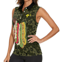 Hawaii Lei Kamehameha Women Sleeveless Polo Shirt Melemele Seamless Pattern Hibiscus Flower LT9 - Polynesian Pride