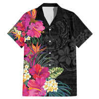 Hafa Adai Guam Family Matching Mermaid Dress and Hawaiian Shirt Tropical Flowers Colorful Vibes LT9 Dad's Shirt - Short Sleeve Black - Polynesian Pride