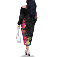 Hafa Adai Guam Family Matching Off The Shoulder Long Sleeve Dress and Hawaiian Shirt Tropical Flowers Colorful Vibes LT9 - Polynesian Pride
