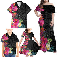 Hafa Adai Guam Family Matching Off Shoulder Maxi Dress and Hawaiian Shirt Tropical Flowers Colorful Vibes LT9 - Polynesian Pride