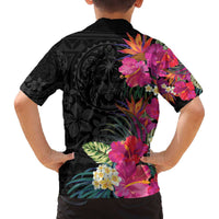 Hafa Adai Guam Family Matching Off Shoulder Short Dress and Hawaiian Shirt Tropical Flowers Colorful Vibes LT9 - Polynesian Pride