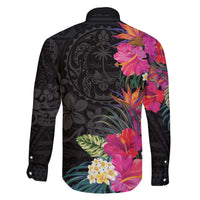Hafa Adai Guam Family Matching Off Shoulder Short Dress and Hawaiian Shirt Tropical Flowers Colorful Vibes LT9 - Polynesian Pride