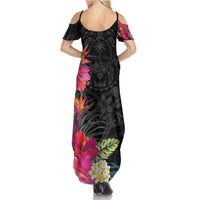 Hafa Adai Guam Family Matching Summer Maxi Dress and Hawaiian Shirt Tropical Flowers Colorful Vibes LT9 - Polynesian Pride