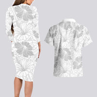 Samoa Lotu Tamaiti Couples Matching Long Sleeve Bodycon Dress and Hawaiian Shirt White Sun Day Beauty Hibiscus Ver01 LT9 - Polynesian Pride