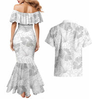 Samoa Lotu Tamaiti Couples Matching Mermaid Dress and Hawaiian Shirt White Sun Day Beauty Hibiscus Ver01 LT9 - Polynesian Pride