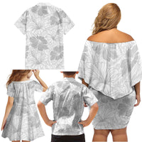 Samoa Lotu Tamaiti Family Matching Off Shoulder Short Dress and Hawaiian Shirt White Sun Day Beauty Hibiscus Ver01 LT9 - Polynesian Pride