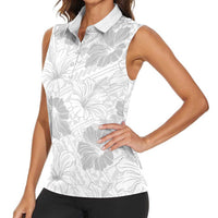 Samoa Lotu Tamaiti Women Sleeveless Polo Shirt White Sun Day Beauty Hibiscus Ver01 LT9 - Polynesian Pride