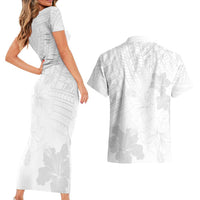 Samoa Lotu Tamaiti Couples Matching Short Sleeve Bodycon Dress and Hawaiian Shirt White Sun Day Beauty Hibiscus Ver02 LT9 - Polynesian Pride
