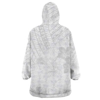 Samoa Lotu Tamaiti Wearable Blanket Hoodie White Sun Day Beauty Hibiscus Ver02 LT9 - Polynesian Pride
