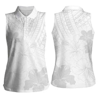 Samoa Lotu Tamaiti Women Sleeveless Polo Shirt White Sun Day Beauty Hibiscus Ver02 LT9 - Polynesian Pride