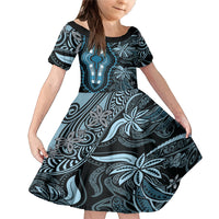 Polynesia Dashiki Family Matching Mermaid Dress and Hawaiian Shirt Polynesia and Africa Traditional Special Together Blue LT9 Daughter's Dress Blue - Polynesian Pride