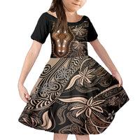 Polynesia Dashiki Family Matching Off Shoulder Maxi Dress and Hawaiian Shirt Polynesia and Africa Traditional Special Together Gold LT9 Daughter's Dress Gold - Polynesian Pride