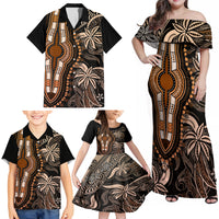 Polynesia Dashiki Family Matching Off Shoulder Maxi Dress and Hawaiian Shirt Polynesia and Africa Traditional Special Together Gold LT9 - Polynesian Pride