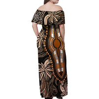 Polynesia Dashiki Family Matching Off Shoulder Maxi Dress and Hawaiian Shirt Polynesia and Africa Traditional Special Together Gold LT9 - Polynesian Pride