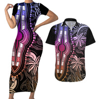 Polynesia Dashiki Couples Matching Short Sleeve Bodycon Dress and Hawaiian Shirt Polynesia and Africa Traditional Special Together Pastel LT9 Pastel - Polynesian Pride