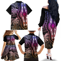 Polynesia Dashiki Family Matching Off Shoulder Long Sleeve Dress and Hawaiian Shirt Polynesia and Africa Traditional Special Together Pastel LT9 - Polynesian Pride