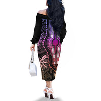 Polynesia Dashiki Family Matching Off Shoulder Long Sleeve Dress and Hawaiian Shirt Polynesia and Africa Traditional Special Together Pastel LT9 - Polynesian Pride