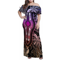 Polynesia Dashiki Family Matching Off Shoulder Maxi Dress and Hawaiian Shirt Polynesia and Africa Traditional Special Together Pastel LT9 Mom's Dress Pastel - Polynesian Pride