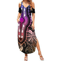 Polynesia Dashiki Family Matching Summer Maxi Dress and Hawaiian Shirt Polynesia and Africa Traditional Special Together Pastel LT9 Mom's Dress Pastel - Polynesian Pride